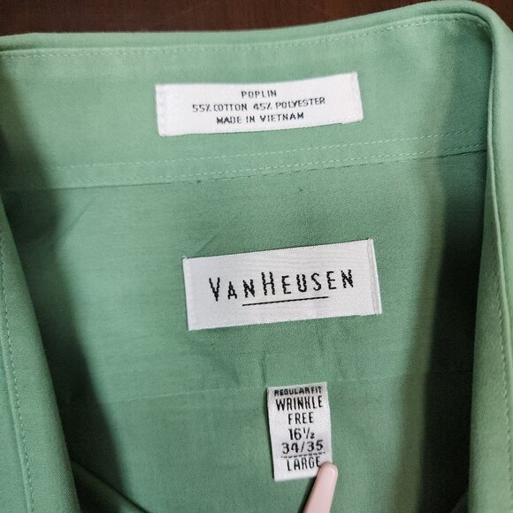 Van Heusen Regular Fit Wrinkle-Free Poplin Button Down Dress Shirt Size Large - Picture 11 of 15